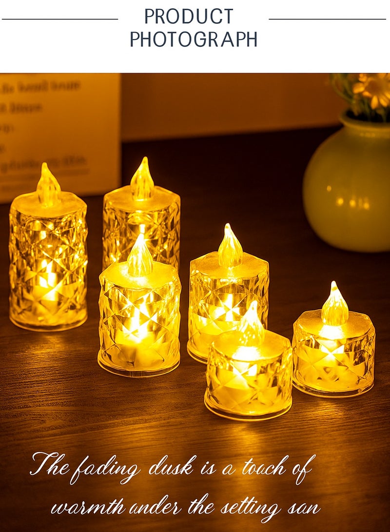 24pcs Crystal Design LED Candle Atmosphere Light (Short) - 3.6cm Diameter, 5cm Height, Romantic Home/Wedding/Party Decor  - Image 4
