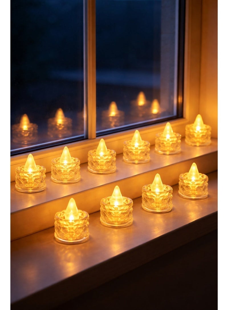 24 قطعة من مصابيح LED بتصميم كريستالي (قصيرة) - قطر 3.6 سم، ارتفاع 5 سم، ديكور رومانسي للمنزل/الزفاف/الحفلات - Image 3
