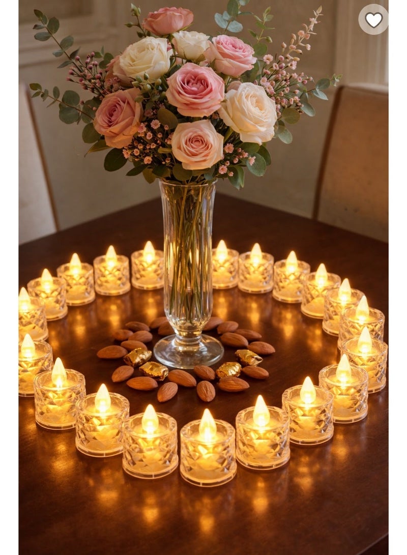 24 قطعة من مصابيح LED بتصميم كريستالي (قصيرة) - قطر 3.6 سم، ارتفاع 5 سم، ديكور رومانسي للمنزل/الزفاف/الحفلات - Image 2