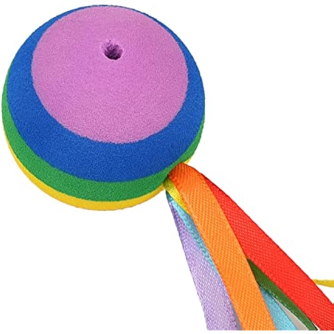 rayihni 2 Pieces Colorful Long Ribbon Rainbow Ball Car Antenna Topper Streamer Ball Foam Aerial Ball Decorative - Image 3