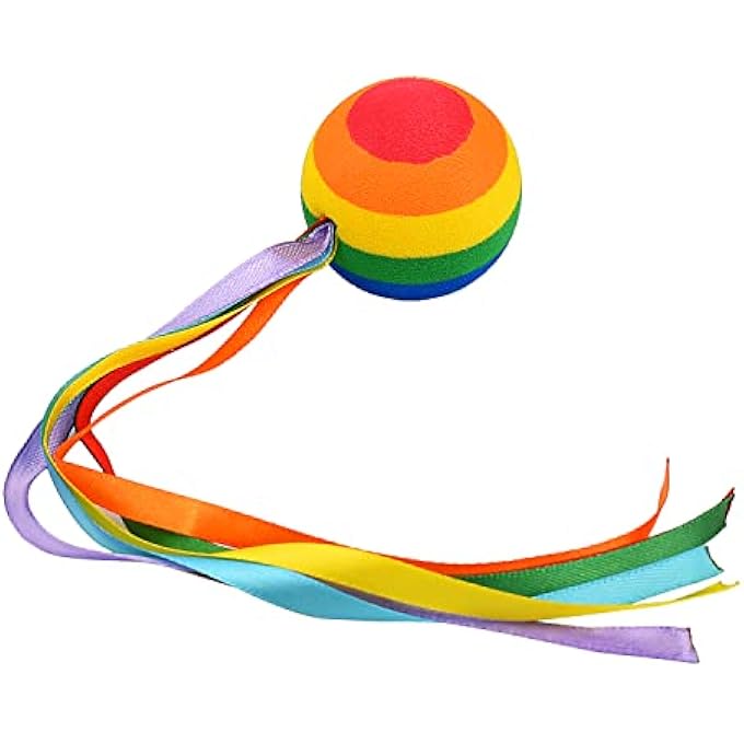 rayihni 2 Pieces Colorful Long Ribbon Rainbow Ball Car Antenna Topper Streamer Ball Foam Aerial Ball Decorative - Image 2