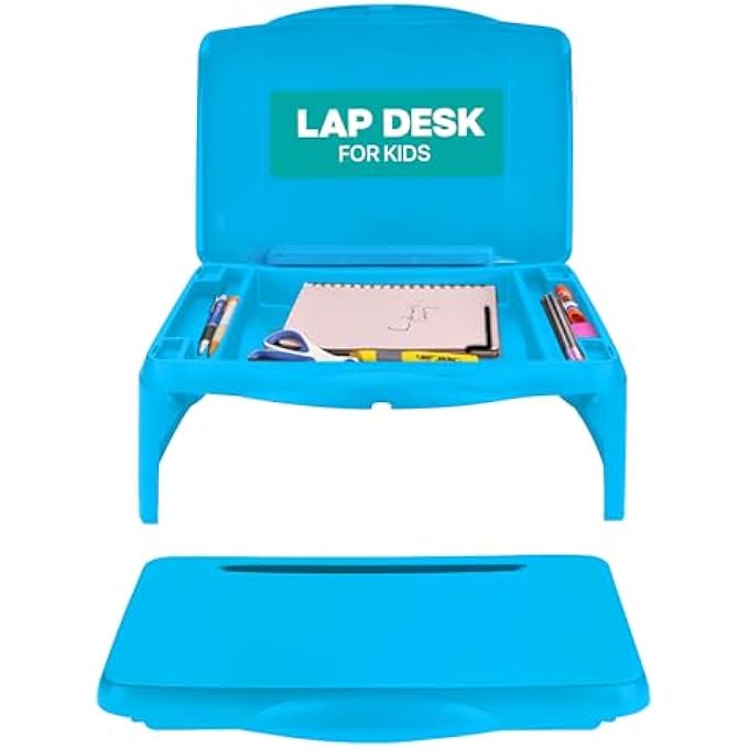 rayihni MAVOCRAFT FOLDING LAP DESK, LAPTOP DESK, BREAKFAST TABLE, BED TABLE, SERVING TRAY - THE LAPDESK CONTAINS EXTRA STORAGE SPACE AND DIVIDERS & FOLDS VERY EASY, GREAT FOR KIDS, ADULTS, BOYS, GIRLS, (BLUE) - Image 1