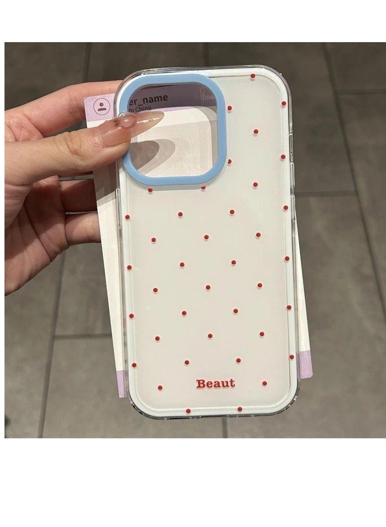 NIBEMINENT Korean Red Wave Point Protective TPU Case Cover For iPhone 15, White Background