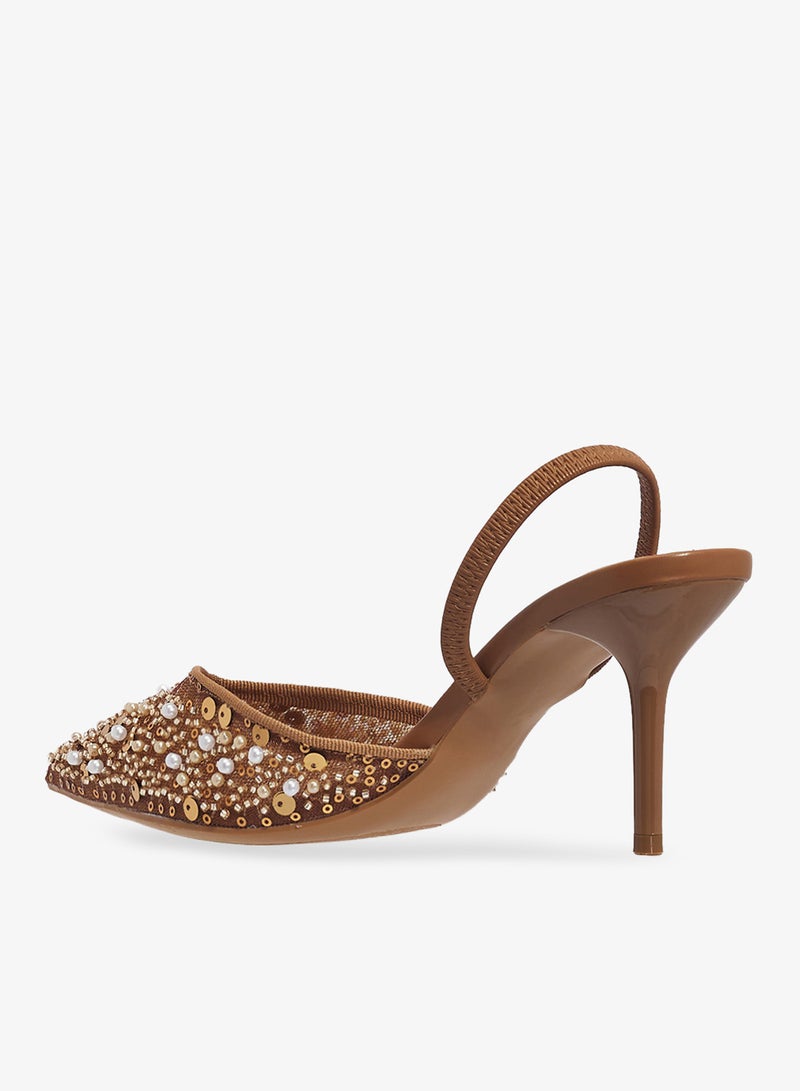 خزانة حذاء بكعب متوسط مزين بالترتر - Image 3