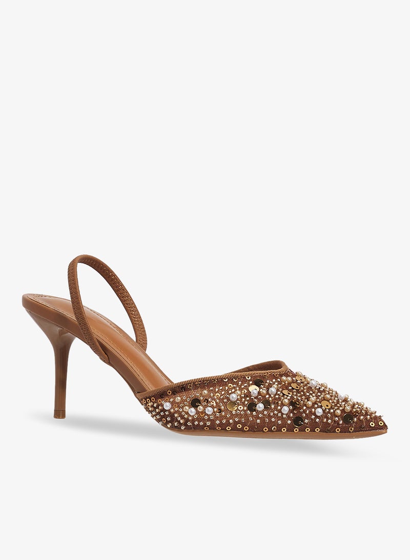 خزانة حذاء بكعب متوسط مزين بالترتر - Image 2