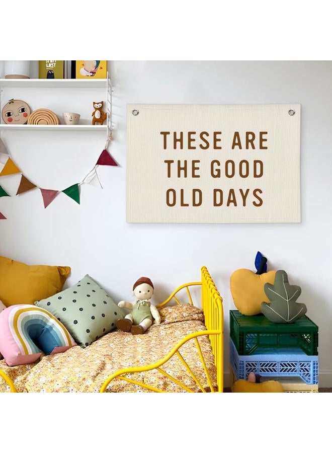 Wheatwin These Are The Good Old Days Sign Banner, Banners for Room, Linen Canvas Banner Wall Hanging Banner Flag, Trendy Retro Nostalgic Inspirational Banner - Image 5