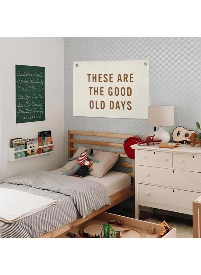 Wheatwin These Are The Good Old Days Sign Banner, Banners for Room, Linen Canvas Banner Wall Hanging Banner Flag, Trendy Retro Nostalgic Inspirational Banner - Image 2