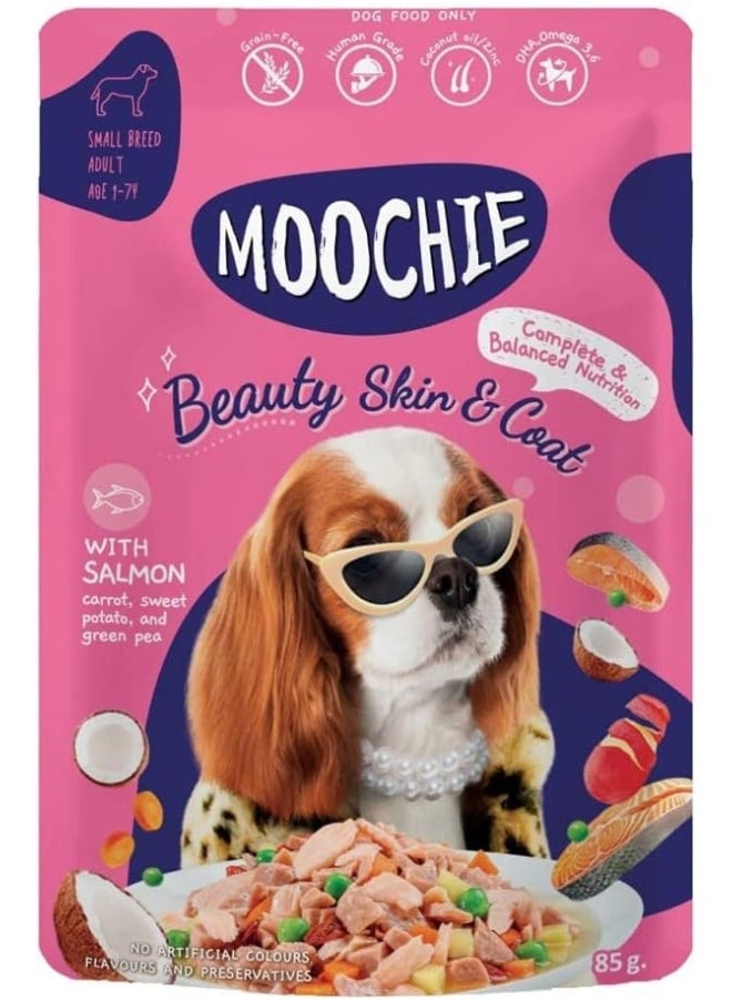 MOOCHIE Dog Food Casserole With Salmon - Beauty Skin And Coat Pouch 85G (6 Pouch)  - Image 1