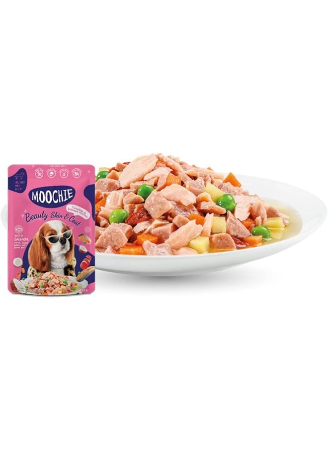 MOOCHIE Dog Food Casserole With Salmon - Beauty Skin And Coat Pouch 85G (6 Pouch)  - Image 2