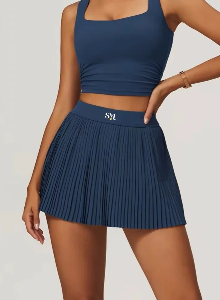 SVL Padel & Tennis Skirt with Built-in Shorts and Pocket - Navy - SVL