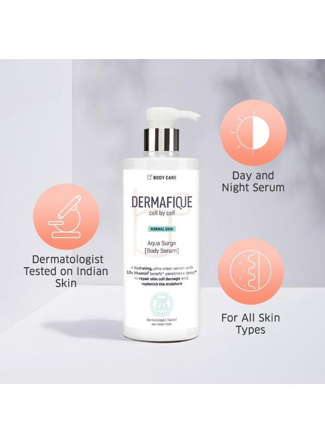 Dermafique Aqua Surge Body Lotion for Winters – 500ml | Protects Against UV Action | 10x Vitamin E Benefits, Glycerine, Shea Butter| Repairs Skin Cell Damage | Dermatologist Tested on Indian Skin - Image 2