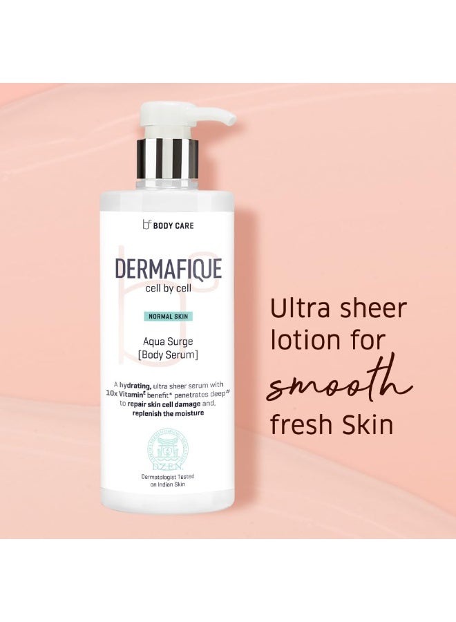 Dermafique Aqua Surge Body Lotion for Winters – 500ml | Protects Against UV Action | 10x Vitamin E Benefits, Glycerine, Shea Butter| Repairs Skin Cell Damage | Dermatologist Tested on Indian Skin - Image 4