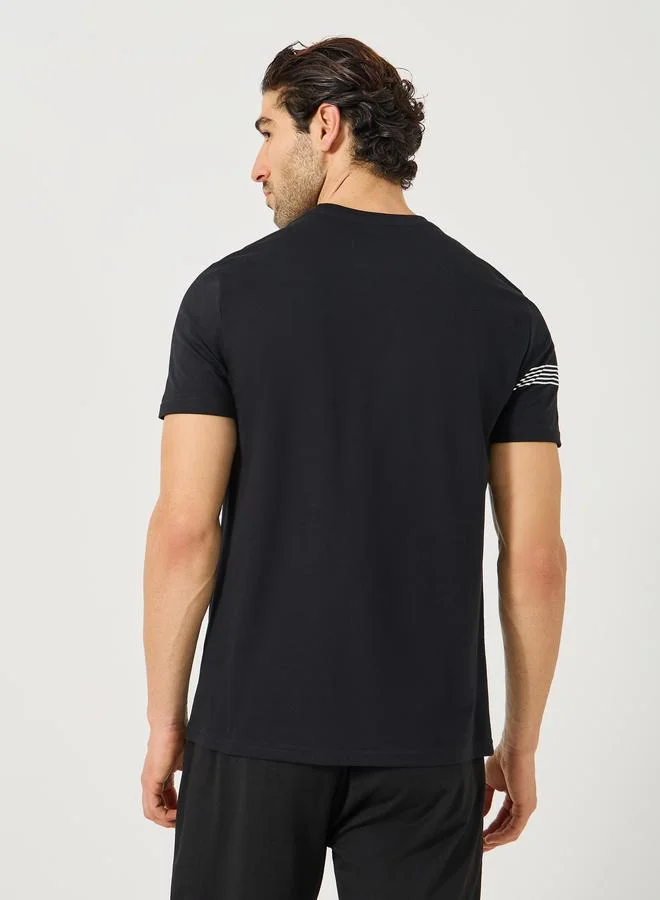 Styli Styli Striped Slogan Print Regular Fit T-Shirt