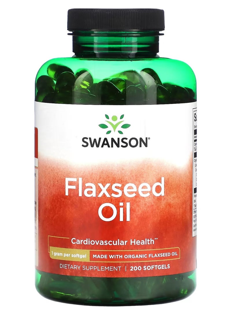 Swanson, Flaxseed Oil, 1,000 mg, 200 Softgels