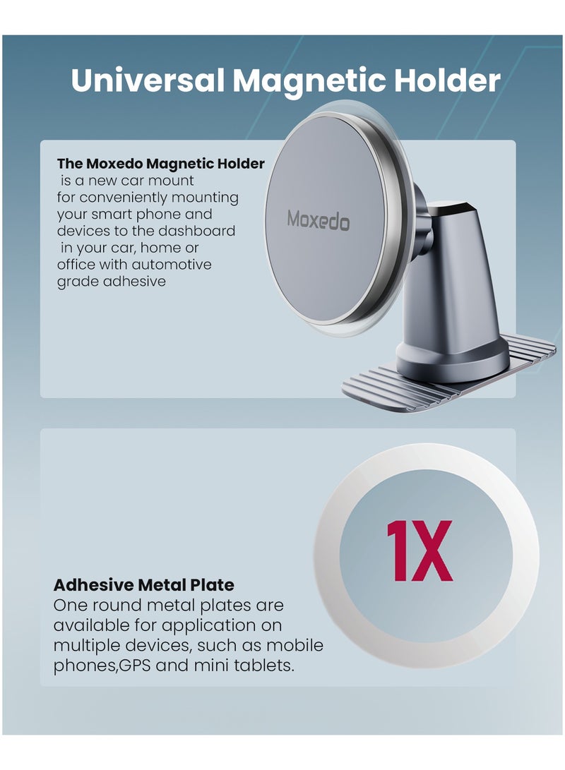 Moxedo Moxedo Universal Magnetic Holder 360° Rotating Dashboard Car Bracket Phone Mount Bendable Base with Adhesive Metal Plate Compatible for iOS Androids and other Smartphones  - Image 3