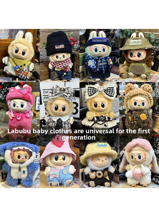 Labubu Sitting Party Doll Clothes Generation II Blind Box Labubu Doll Clothes Ragcloth Clothes Plush Vinyl Face-Specification:First And Second Generation Universal (doll Not Included) - Standard Outfit-Color:Rabbit Police Officer (headgear + Dress)  - Image 2
