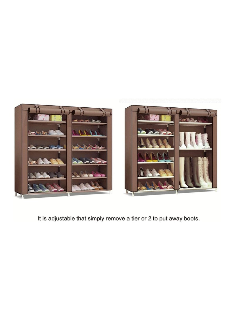 BLOOMING TIME 12 Tier Shoe Rack, Shoe Storage Hold up to 36 Pairs Shoes With No-woven Fabric Cover,Multi-layer Shoe Storage Cabinet 116cm X 30cm X 105cm - Image 3