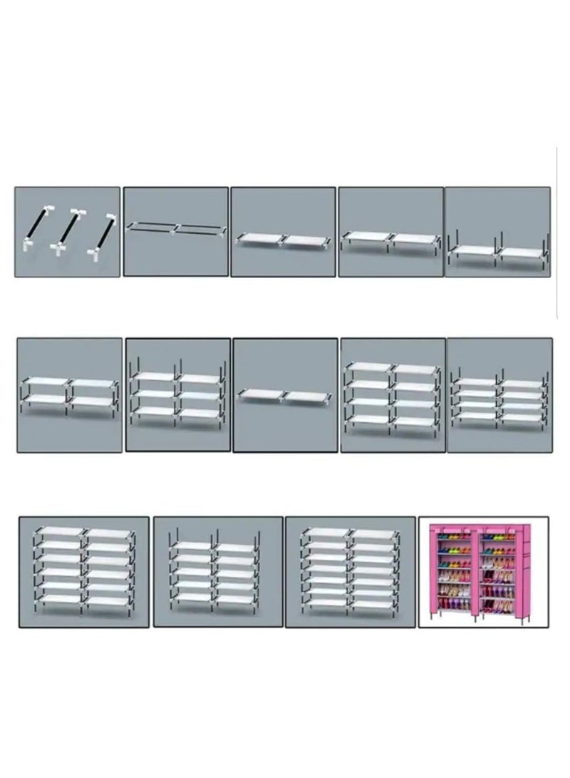 BLOOMING TIME 12 Tier Shoe Rack, Shoe Storage Hold up to 36 Pairs Shoes With No-woven Fabric Cover,Multi-layer Shoe Storage Cabinet 116cm X 30cm X 105cm - Image 5