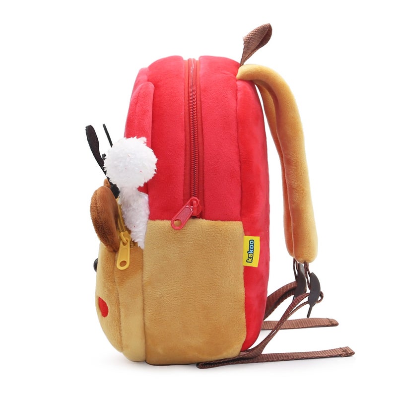 Plush Kids Backpack, Skiing Deer Animal Design, Soft Lightweight School Bag for Toddlers and Preschool Kids - Image 4