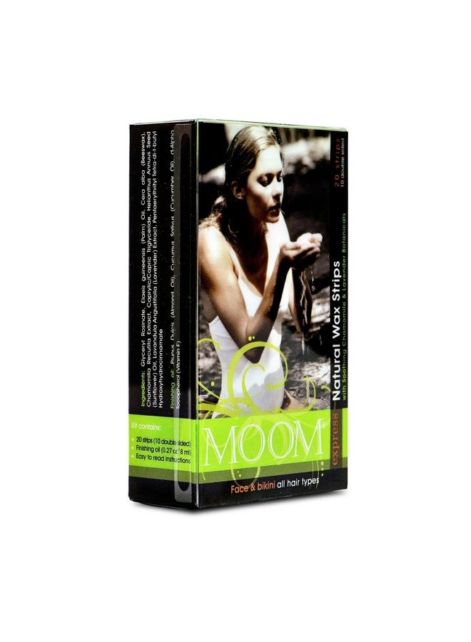 MOOM Oom Express Natural Wax Strips Wax Strips For Hair Removal On Face & Bikini Line 10 Doublesided Waxing Strips With Finishing Oil Easytouse Bikini & Face Wax Kit - Image 2