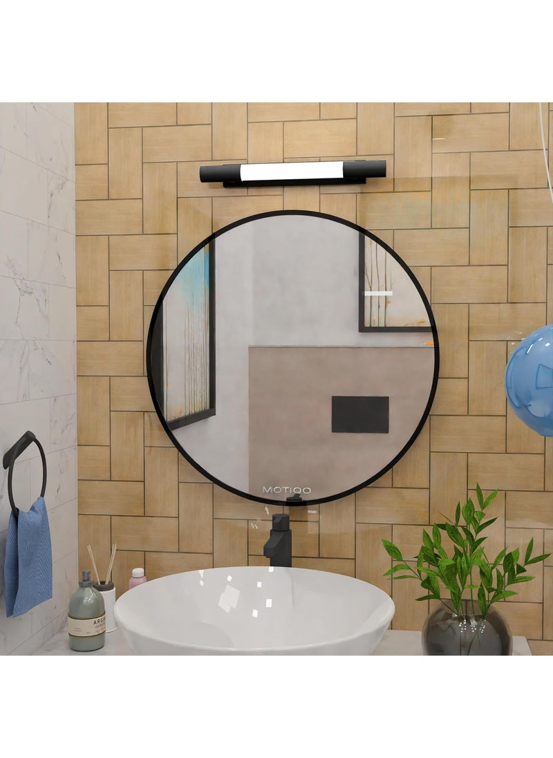 MOTIQO MOTIQO Aluminium Material Frame Mirror for Wall Bathroom Mirrors Round Mirror for Bathroom Wall Mount Mirror for Bedroom Dressing RoomLiving Room Entryway Dia24inchBlack  - Image 2