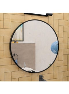 MOTIQO MOTIQO Aluminium Material Frame Mirror for Wall Bathroom Mirrors Round Mirror for Bathroom Wall Mount Mirror for Bedroom Dressing RoomLiving Room Entryway Dia24inchBlack  - Image 1