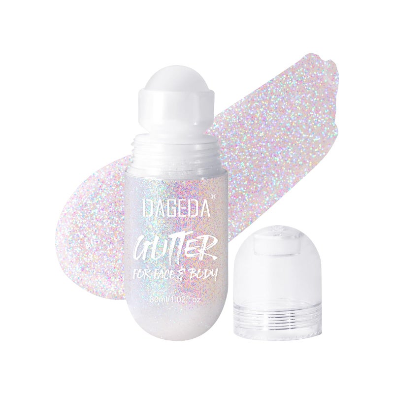 DAGEDA Body Glitter Gel, Roll-on Face Glitter for Mermaid Makeup Festival Rave Accessories, Holographic Hair Glitter Gel,Body Shimmer Halloween Makeup for Rave Party (Dazzle) - Image 1