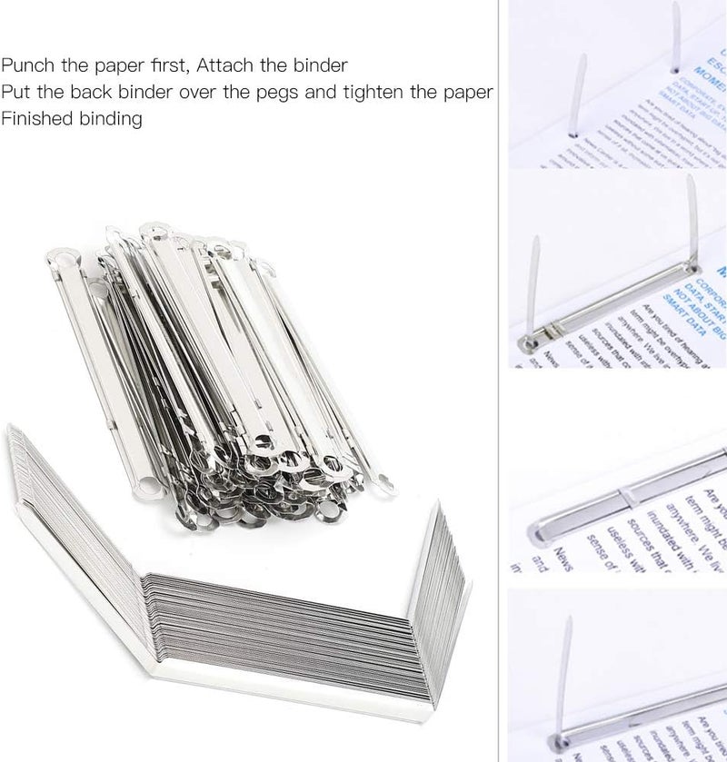 Pack of 50 File Fasteners, 2 Hole Iron Binding Clip, Paper Prong Fastener, Binding Clamp, 80mm Hole Spacing for 350 Sheets of A4 Paper - Image 5