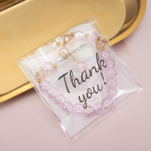 LTGICH 200PCS Self Adhesive Cookie Bags, 5.9x5.9 inch Thank You Printed Treat Bags, Cookie Bakery Decorating favor bags, DIY Plastic Individual Biscuit Candy Bags - Image 5