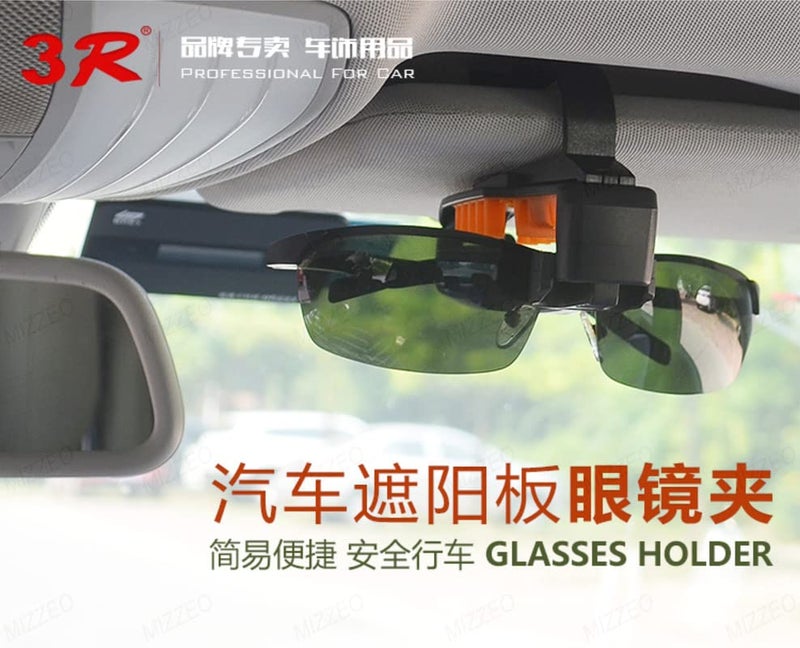 MIZZEO Anti Scratch Glass Holder for Car Sun Visor Specs Hanger (Org. 3R-2102, Black & Orange) Compatible with Ford Endeavour (Type-I) 2004-2007 - Image 3