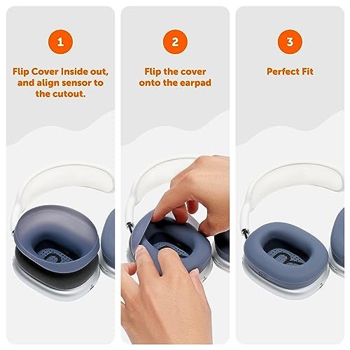 WC SweatZ Max - Patented Protective Earpad Covers for Airpods Max Made by Wicked Cushions | Sweatproof & Easily Washable | Full Earpad Sweat Protection | Blue - Image 5