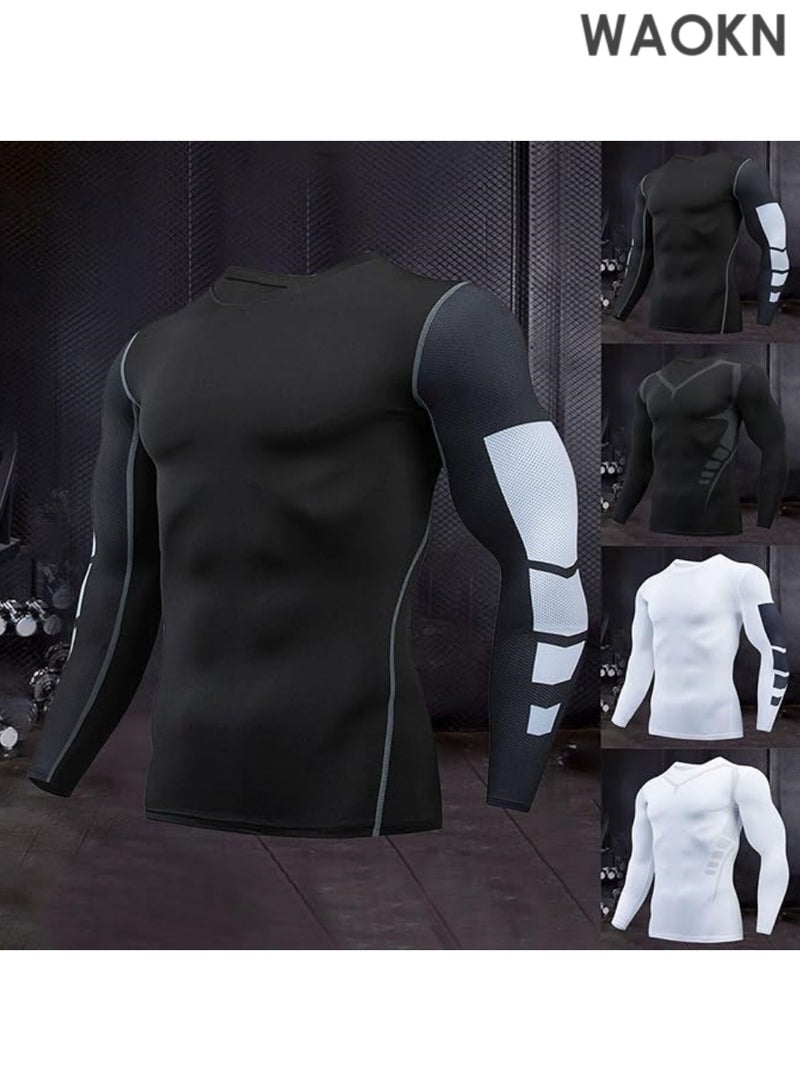 WAOKN Cool innerwear for men, long sleeve undershirt, for summer, long sleeve, for mountain climbing, work wear, fitness sports, plain, under, UV protection, base layer, moisture wicking, quick drying, golf wear, amphibious -L （Black） - Image 4