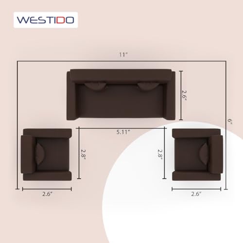 WESTIDO Emporio Leatherette 3 + 1 + 1 Sofa Set (5- to 6-Person Sofa, Brown, Diy(Do-It-Yourself))|1 Year Warranty - Image 4