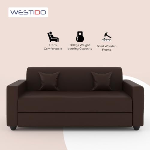WESTIDO Emporio Leatherette 3 + 1 + 1 Sofa Set (5- to 6-Person Sofa, Brown, Diy(Do-It-Yourself))|1 Year Warranty - Image 2