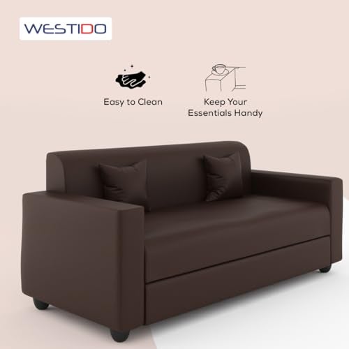 WESTIDO Emporio Leatherette 3 + 1 + 1 Sofa Set (5- to 6-Person Sofa, Brown, Diy(Do-It-Yourself))|1 Year Warranty - Image 5