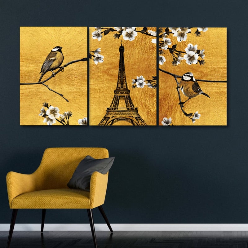 Marktna Three luxurious modern-designed canvas prints with a hollow frame, measuring (150×70), three pieces - Image 1