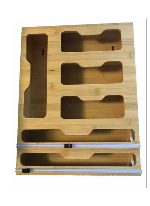 6 in 1 Foil and Plastic Bag Storage Organizer for Kitchen Drawer, Sandwich and Snack Bags from Bamboo