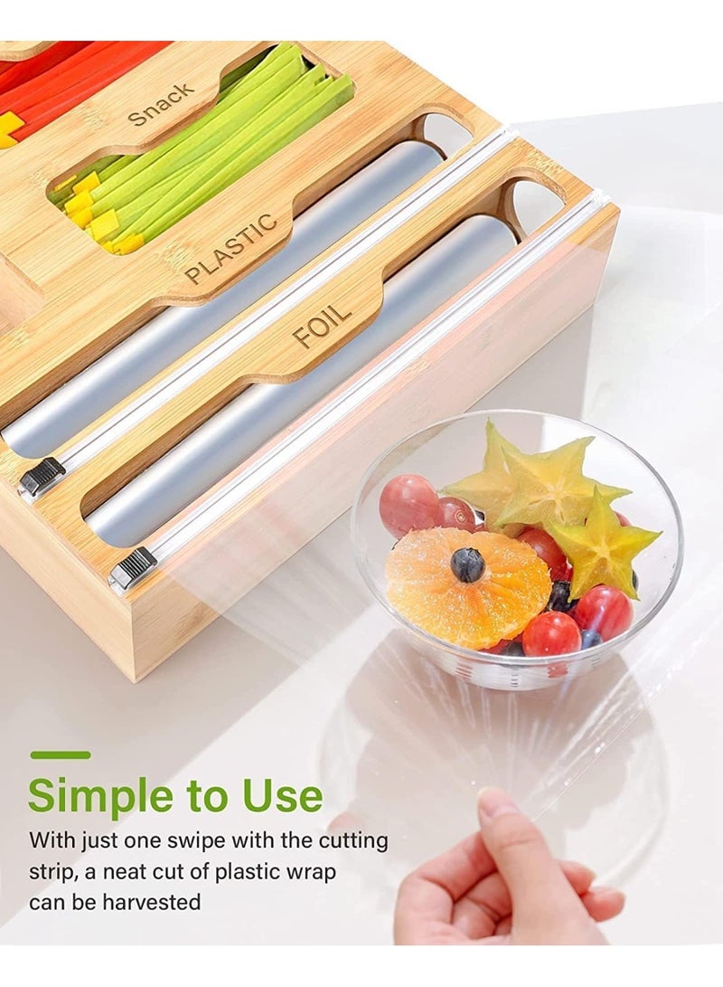 Plastic Bag Dispenser and Kitchen Drawer Organizer with Built-in Sliding Cutter, Folds into Drawers or Mounts on the Wall, 6 in 1 by Bamboo-3268  - Image 5
