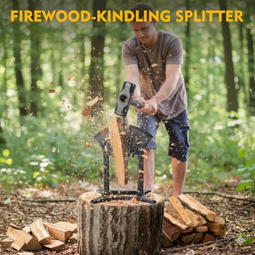 BAYQISI Kindling Splitter for Wood,One-Piece Molding Cast Iron Log Splitter,Manual Wood Splitter with 3 Lbs Sledge Hammer,Firewood Splitter Tool（Medium-Sized） - Image 3