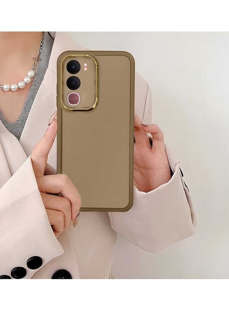 Wtech vivo Y31 5G 2025 Soft Transparent TPU Camera Lens Protection Silicone Ultra Thin Phone Stylish Electroplated Camera Border Back Case Cover - Brown - Image 4