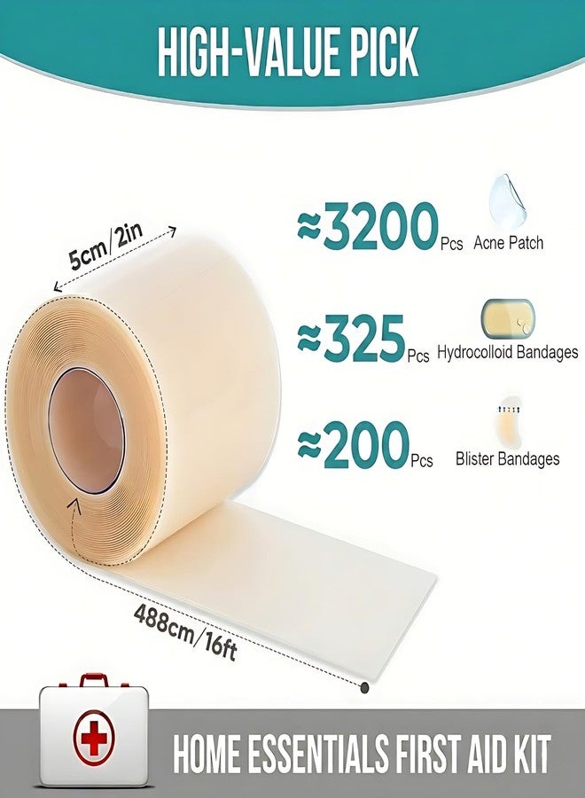 Mokleva Medical Grade Hydrocolloid Dressing Roll 5cm x 500cm(16.5Feet) For Wound & Acne Care, Waterproof Cut-to-Fit Tape Patch For Blisters, Burns, Bed Sores, Ulcers, Pimple Patches, Skin Protection - Image 2