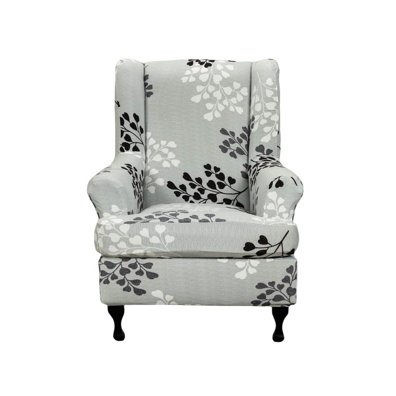 NILUOH Stretch Wingback Chair Cover 2Piece Printed Wing Chair Slipcover Sofa Slipcover Spandex Floral Armchair Slipcovers Furniture Protector with Elastic Bottom for Living Room 29
