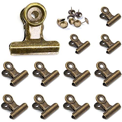 YUCHIYA Bulldog Clips with Hole for Push-pin, Paper File Clips with Strong Spring, Small Metal Binder Clips, Seal Clamps for Coffee Tea Food Bags, Decorative Clips for DIY Photo Grid (Bronze, 38 mm) - Image 1