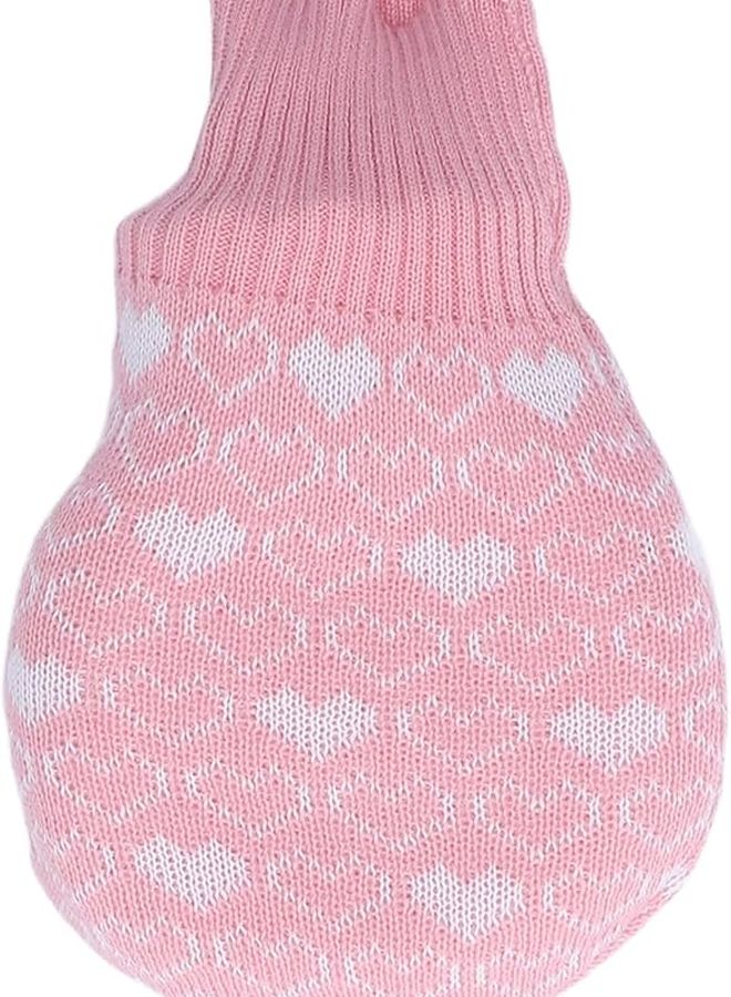 Pink Knitted Cover Hot Water Bottle Bag Explosion Proof Silicone 245ml for Home Office - Image 1