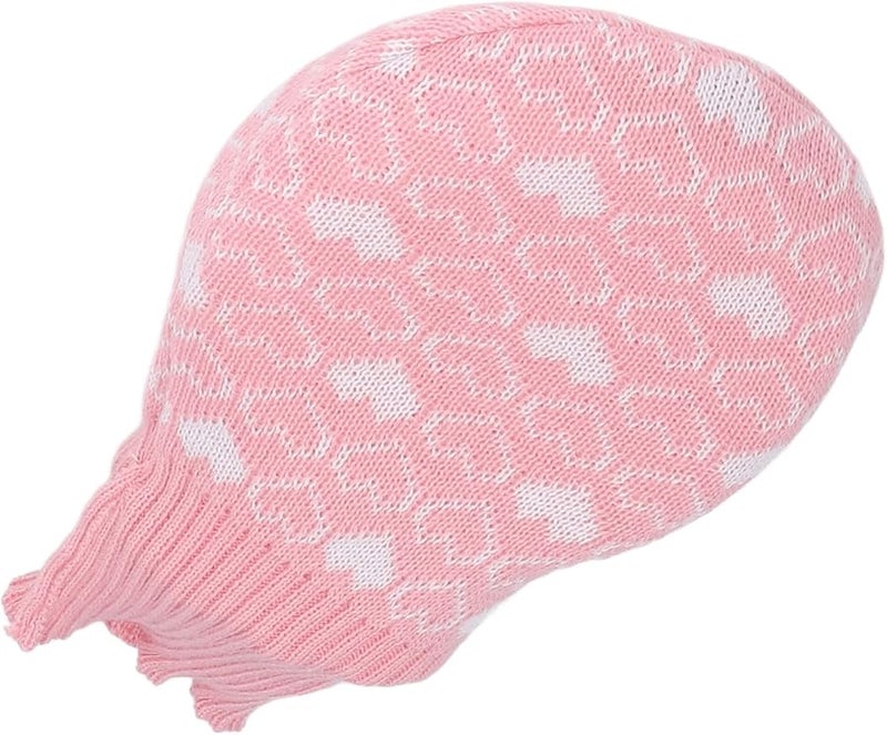 Pink Knitted Cover Hot Water Bottle Bag Explosion Proof Silicone 245ml for Home Office - Image 3