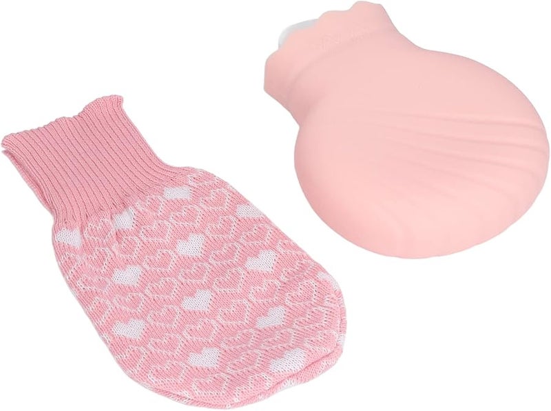 Pink Knitted Cover Hot Water Bottle Bag Explosion Proof Silicone 245ml for Home Office - Image 5