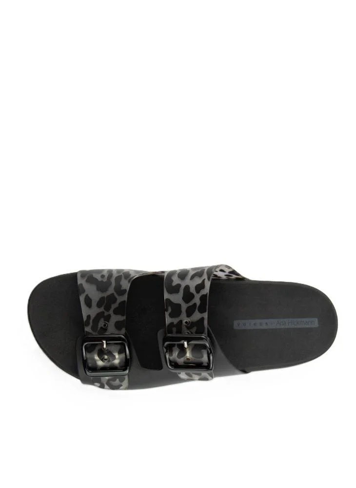 Voices Folk Women'S Birken Style Sandal With Adjustable Strap - Black