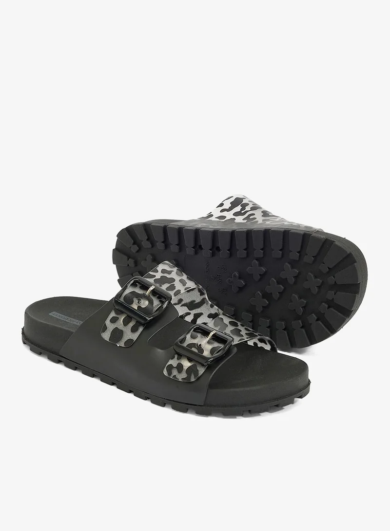 Voices Black-Translucent-Black Folk Women'S Birken Style Sandal With Adjustable Strap - Black for Women | Best Price UAE