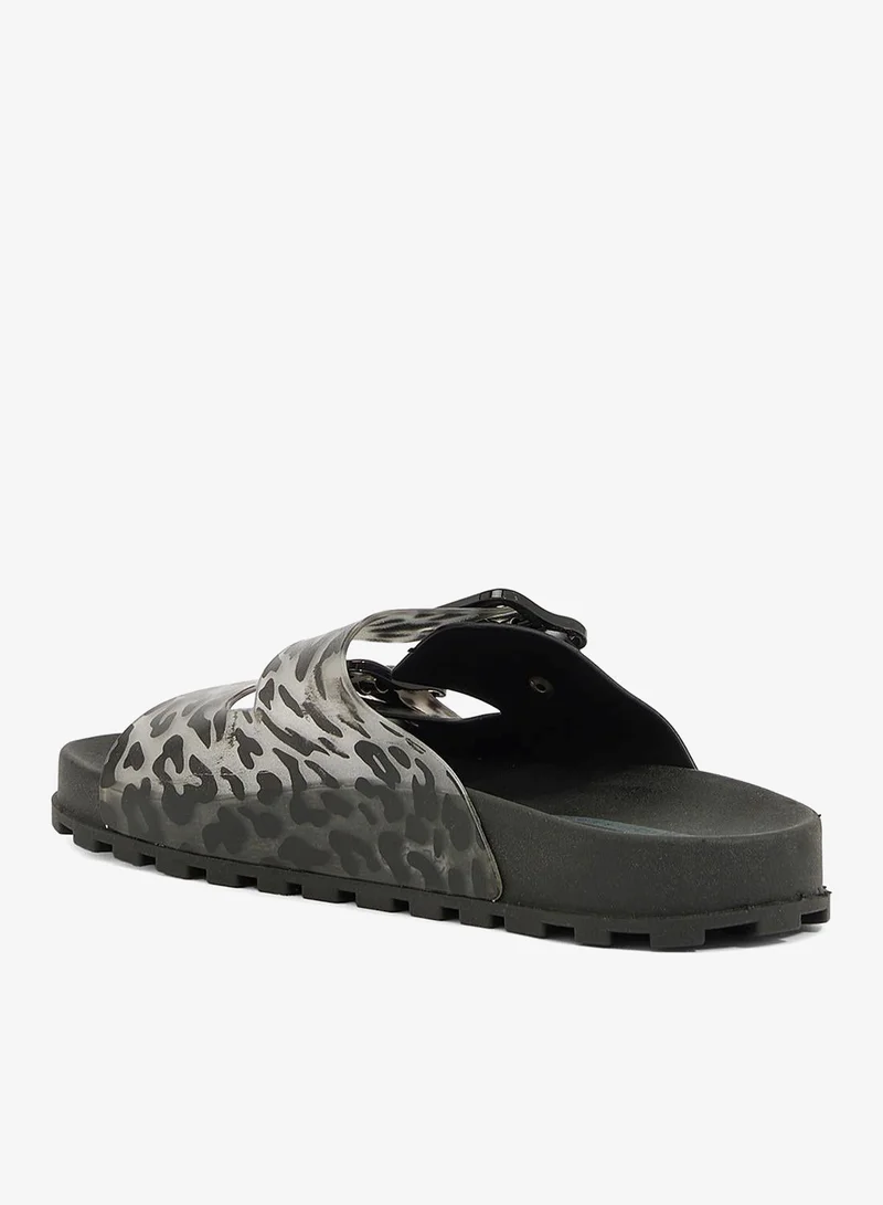 Voices Black-Translucent-Black Folk Women'S Birken Style Sandal With Adjustable Strap - Black for Women | Best Price UAE