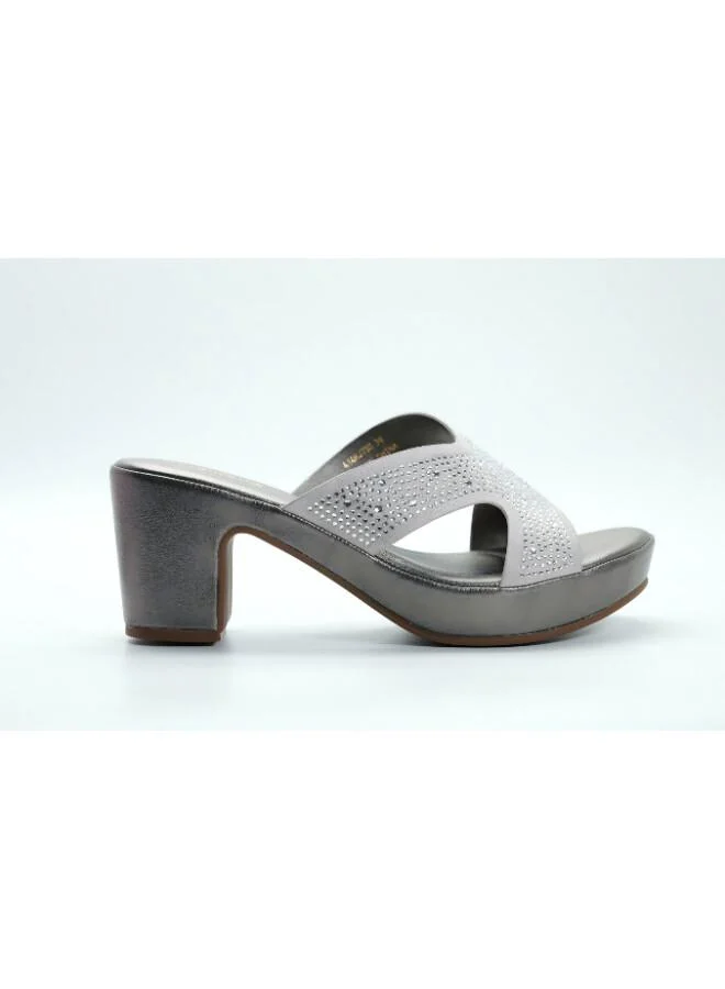 Michelle Morgan Grey 092-3135 Michelle Morgan Elegant Cross strap Wedge Mules 414RJ75S Grey for Women | Best Price UAE